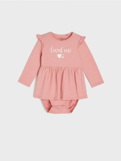 Sinsay Baby Girl's Light Coral Long Sleeve Ruffle Bodysuit |Sinsay In Lebanon