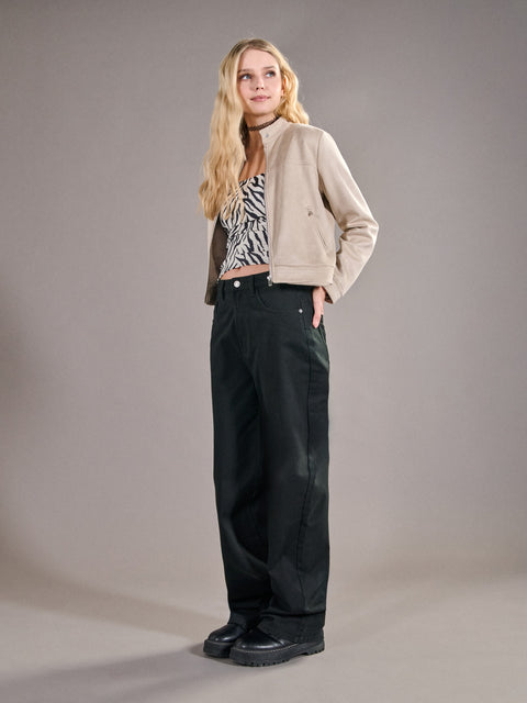 Sinsay Women's Beige Faux Suede Biker Jacket|Sinsay In Lebanon