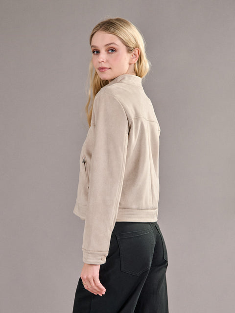 Sinsay Women's Beige Faux Suede Biker Jacket|Sinsay In Lebanon