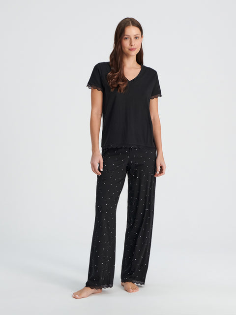 Sinsay Women's Black Two-Piece Pajama Set | Sinsay In Lebanon