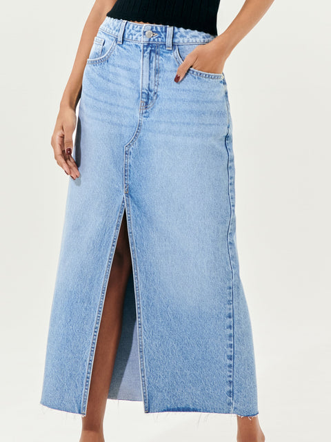 Sinsay Women's Blue Split Denim Midi Skirt|Sinsay In Lebanon