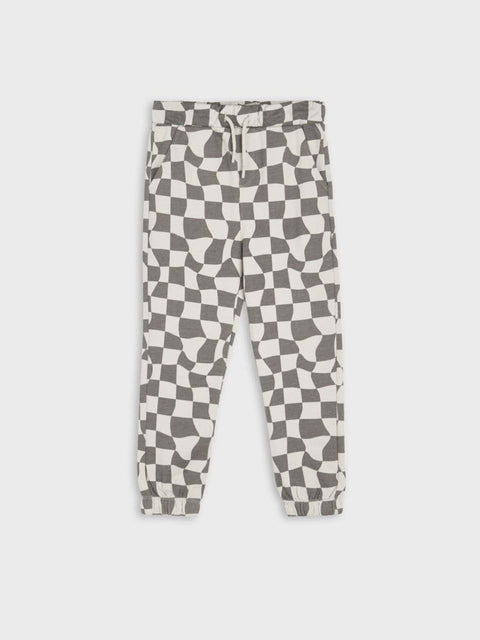 Checkered pants on a light gray background