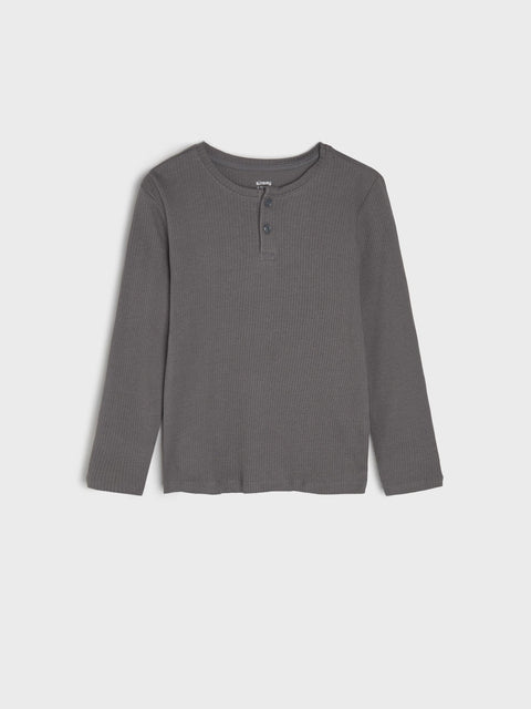 Gray long-sleeve shirt on a white background
