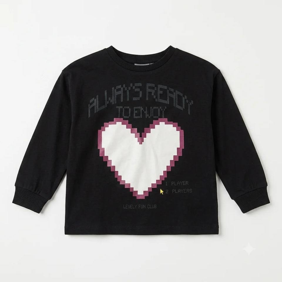 Zara Girl's Black Heart Printed Cotton Blouse | Zara in Lebanon