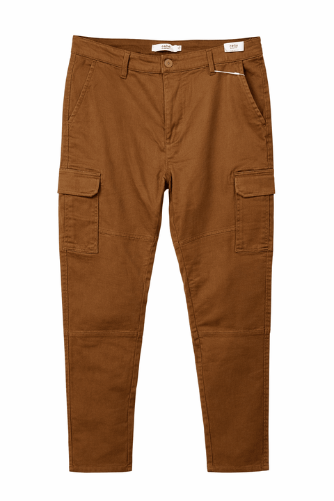 Celio Men's Camel Straight stretch Cargo Pants   | Celio in Lebanon