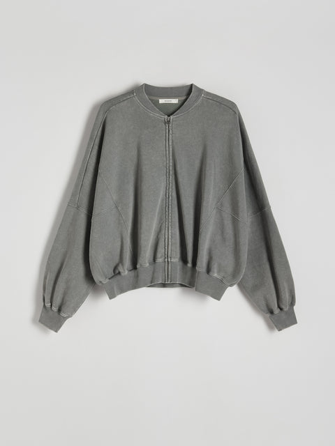 Gray sweatshirt on a light gray background