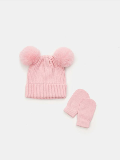 Sinsay Girl's Baby Pink Beanie With Gloves Winter Set | Sinsay In Lebanon
