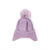 A light purple ribbed knit beanie hat with a fluffy pom-pom on top, displayed against a solid white background.