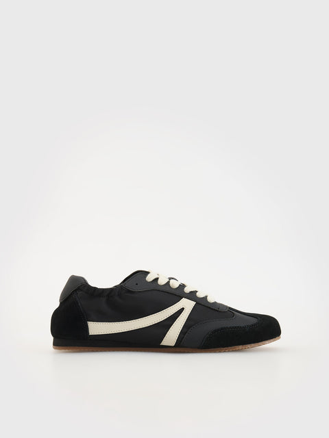 Reserved Women's Black Leather Sneakers With Inserts | Reserved In Lebanon