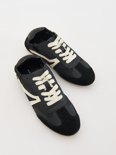 Reserved Women's Black Leather Sneakers With Inserts | Reserved In Lebanon
