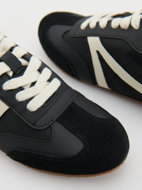 Reserved Women's Black Leather Sneakers With Inserts | Reserved In Lebanon