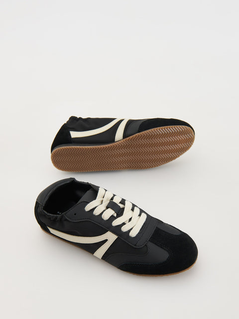 Reserved Women's Black Leather Sneakers With Inserts | Reserved In Lebanon