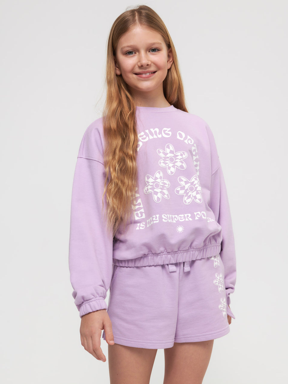 Sinsay Girl's Light Purple Sweatshirt And Shorts Set | Sinsay In Lebanon