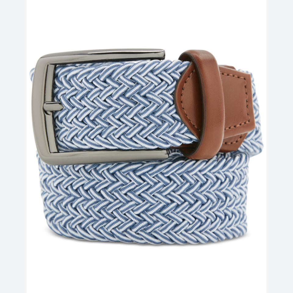 Perry Ellis Portfolio Men'sBlue Stretch Woven Belt
