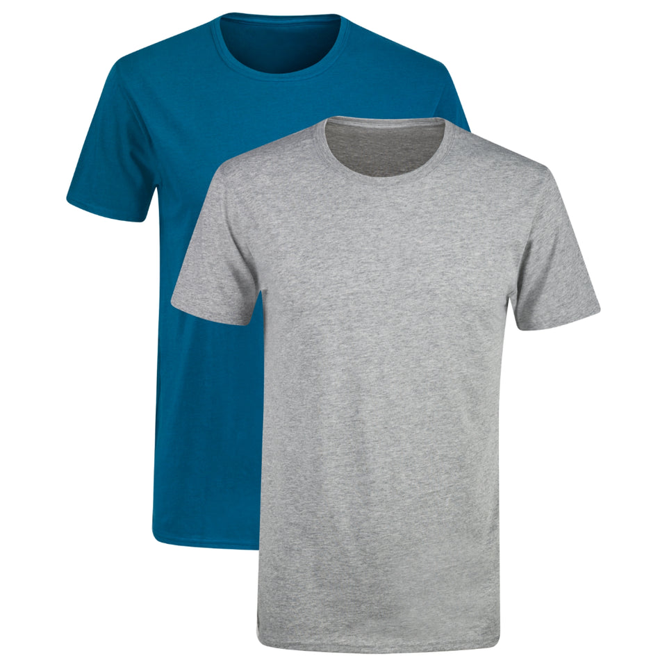Hanes Men's Dark Blue/Grey 2 Pack Short Sleeve Crew Neck Moisture Wicking T-Shirt