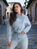 Sinsay Women's Light Blue Denim Biker Jacket | Sinsay In Lebanon