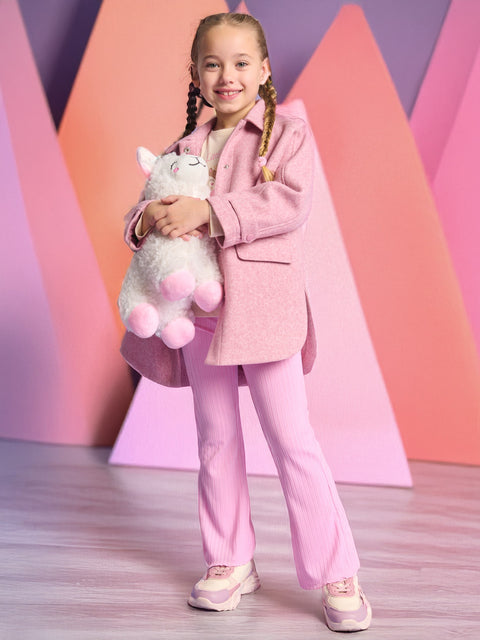 Sinsay Girl's Pink Ribbed Flare Trousers | Sinsay In Lebanon