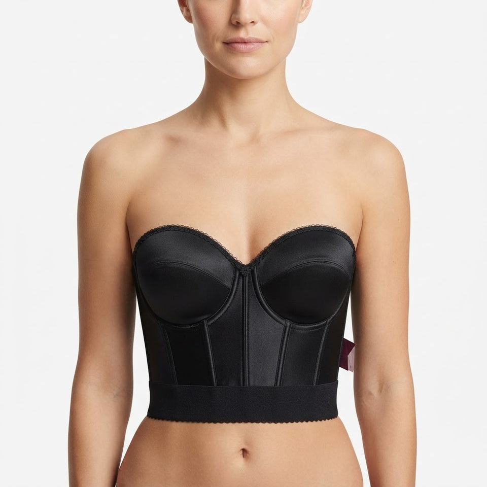 Dominique Women's Black Strapless Longline Shapewear