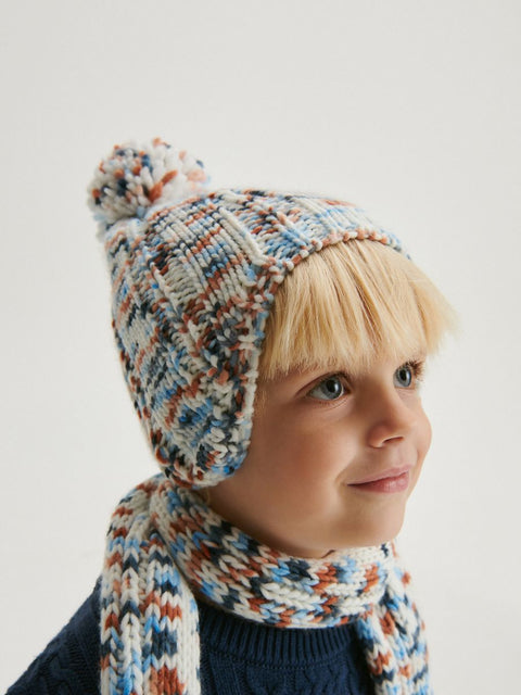 Reserved Boy's Multicolor Knitted Pom Pom Hat | Reserved In Lebanon