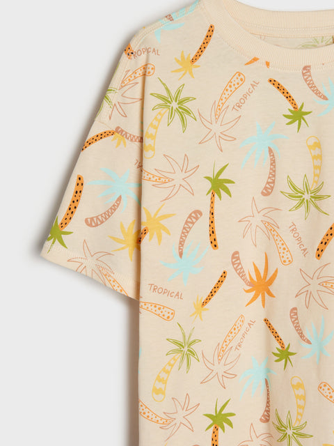Sinsay Boy's Beige Short Sleeve T-Shirt With Print | Sinsay In Lebanon
