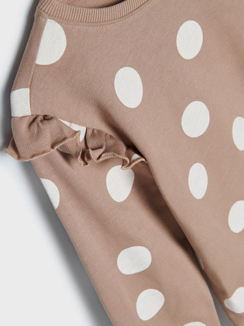Sinsay Girl's Baby Brown Dotted Ruffle Long Sleeve Sweatshirt |Sinsay In Lebanon