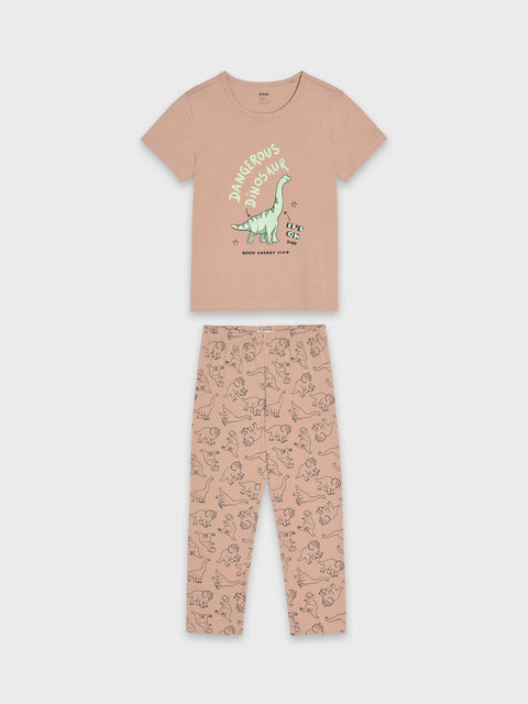 Sinsay Girl's Camel Printed Pajama Set | Sinsay In Lebanon