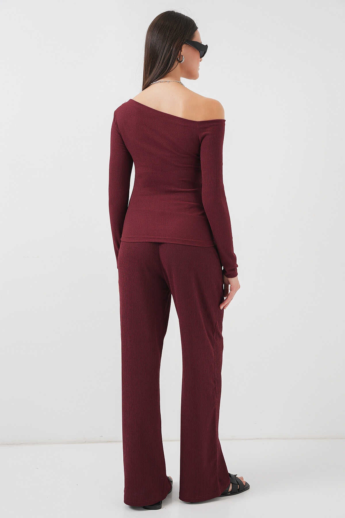 Bigdart women's Burgundy Off Shoulder Bottom Top Set | Bigdart In Lebanon