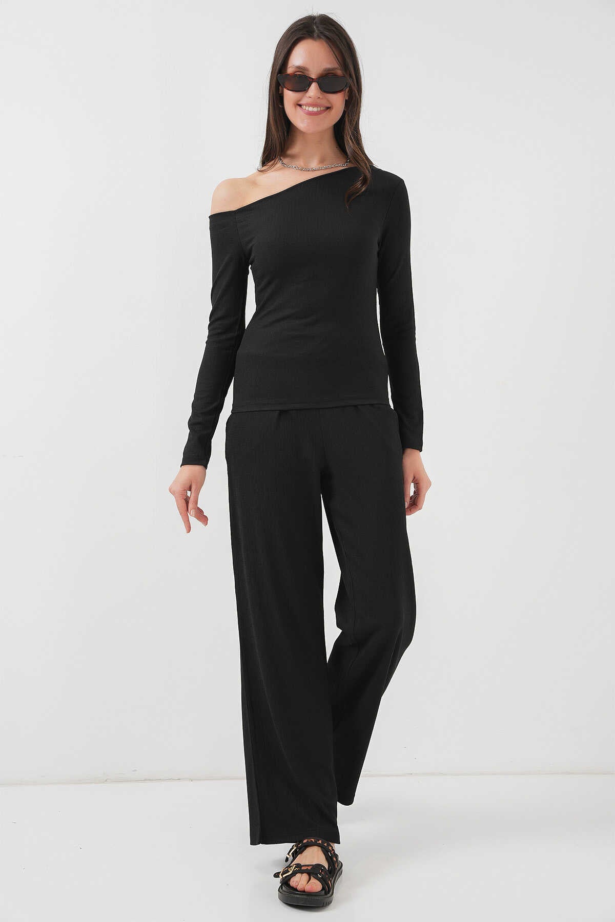 Bigdart women's Black Off Shoulder Bottom Top Set | Bigdart In Lebanon