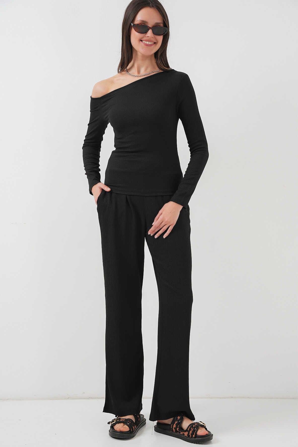 Bigdart women's Black Off Shoulder Bottom Top Set | Bigdart In Lebanon
