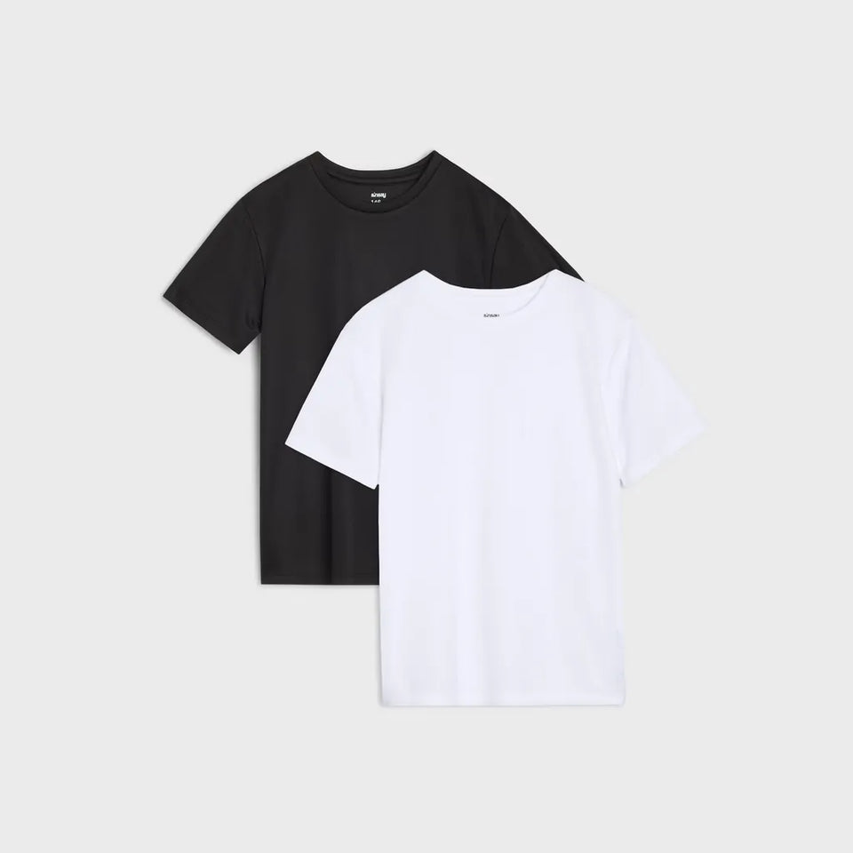 Sinsay Boys White & Black 2-Pack Crewneck T-Shirt