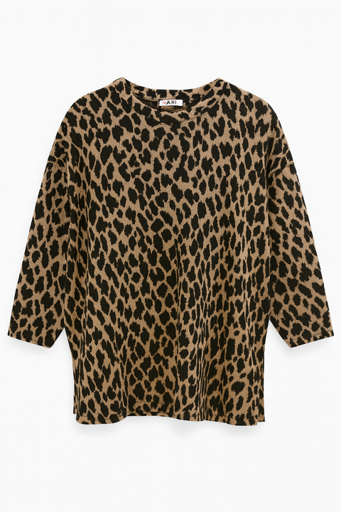 Zara Women's Brown Animal Printed Long-Sleeve Blouse |Zara in Lebanon