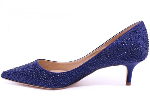 Jewel Badgley Mischka Women's Navy Wide Width Pointed Toe Kitten Heel | Jewel Badgley Mischka In Lebanon