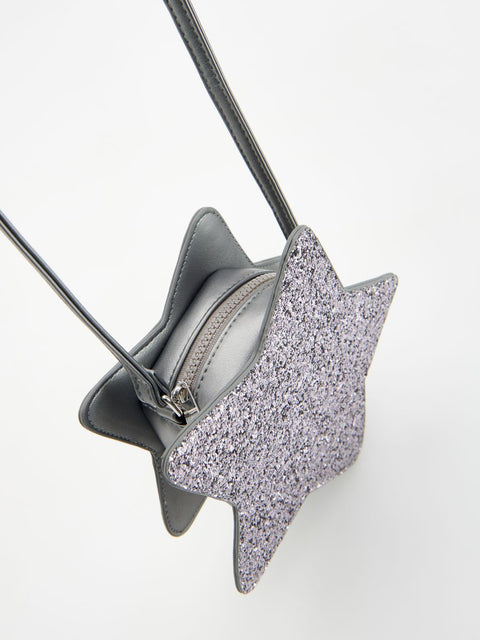 Reserved Girl's Silver Star-Shaped Glitter Bag |Reserved In Lebanon