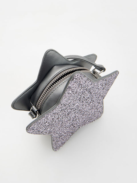 Reserved Girl's Silver Star-Shaped Glitter Bag |Reserved In Lebanon
