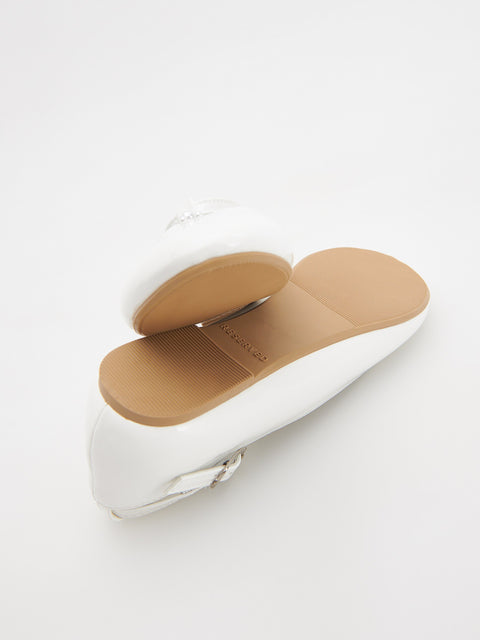 Reserved Women's White Pearl-Embellished Ballerinas Casual Shoes | Reserved In Lebanon
