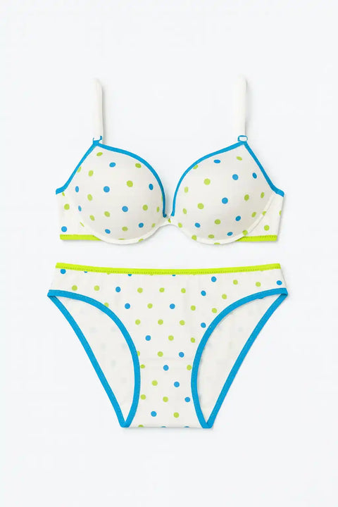 Demar Women's White Blue Green Lingerie Set | Demar In Lebanon