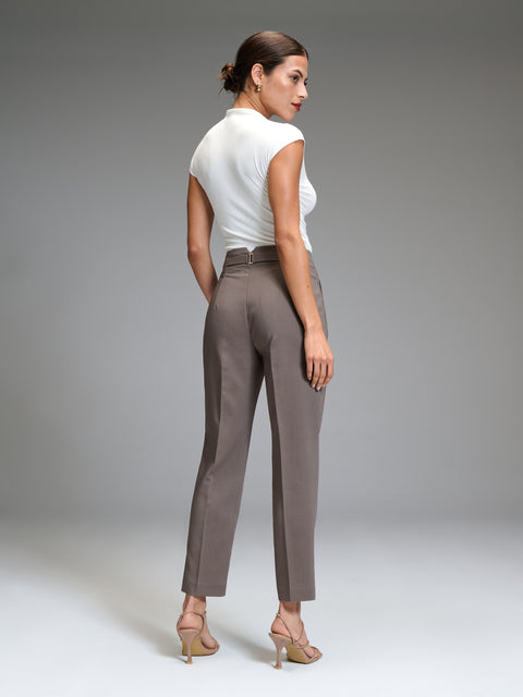 Sinsay Women's Khaki Cigarette Trousers   | Sinsay in Lebanon