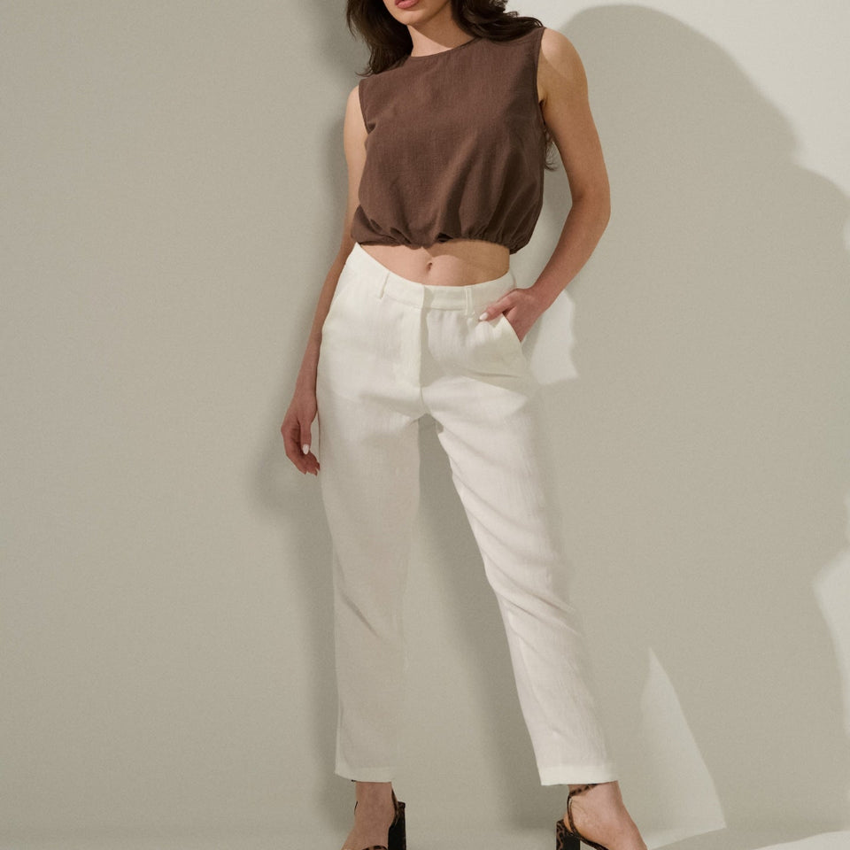 Sinsay Women's White Slim Straight Fit Trousers