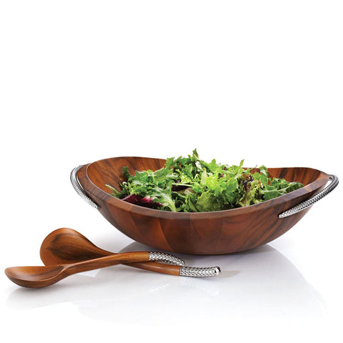 Nambe Brown Acacia Wood Braid Salad Bowl | Nambe In Lebanon