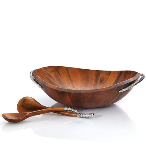 Nambe Brown Acacia Wood Braid Salad Bowl | Nambe In Lebanon