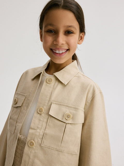 Reserved Girl's Beige Linen Rich Cropped Jacket | Reserved In Lebanon