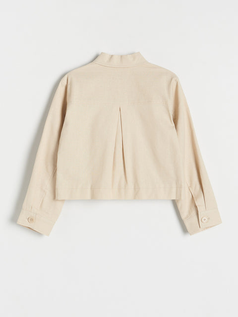 Reserved Girl's Beige Linen Rich Cropped Jacket | Reserved In Lebanon