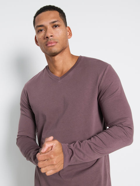 Sinsay Men's Muted Purple Long Sleeve V-Neck Blouse | Sinsay In Lebanon