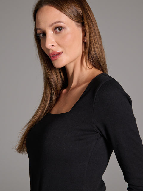 Sinsay Women's Black Squared Neck Long Sleeve Blouse|Sinsay In Lebanon
