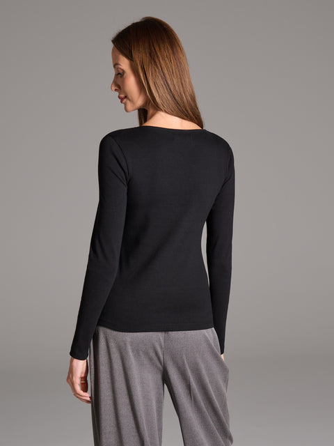 Sinsay Women's Black Squared Neck Long Sleeve Blouse|Sinsay In Lebanon