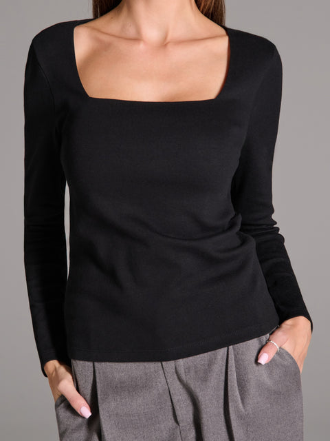 Sinsay Women's Black Squared Neck Long Sleeve Blouse|Sinsay In Lebanon