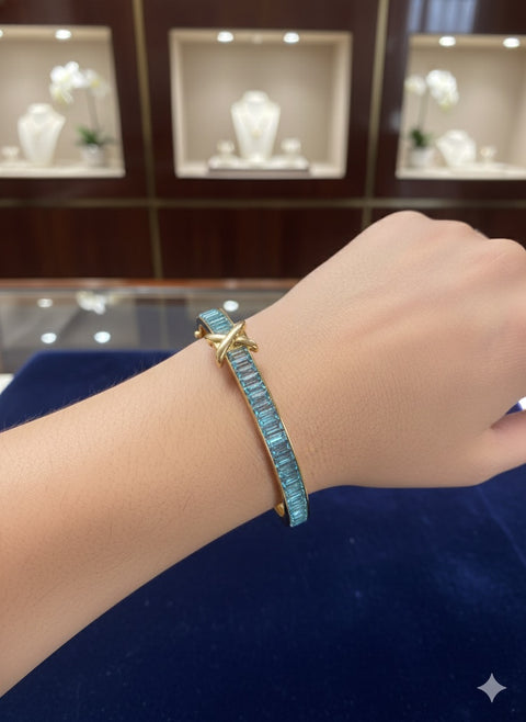 Anne Klein Women's Gold-Tone Crystal Baguette Stone Stretch Bracelet| Anne Klein In Lebanon