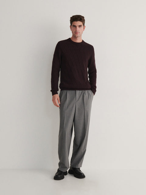 Reserved Men's Maroon Structured Sweater | Reserved In Lebanon