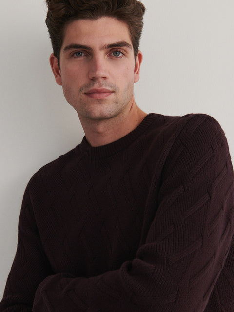 Reserved Men's Maroon Structured Sweater | Reserved In Lebanon