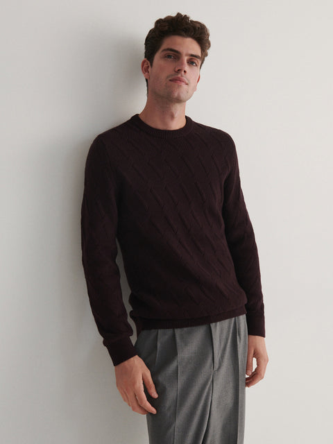 Reserved Men's Maroon Structured Sweater | Reserved In Lebanon
